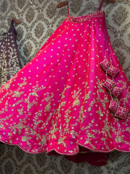 Lehenga rosa para niña con estilo ♥️