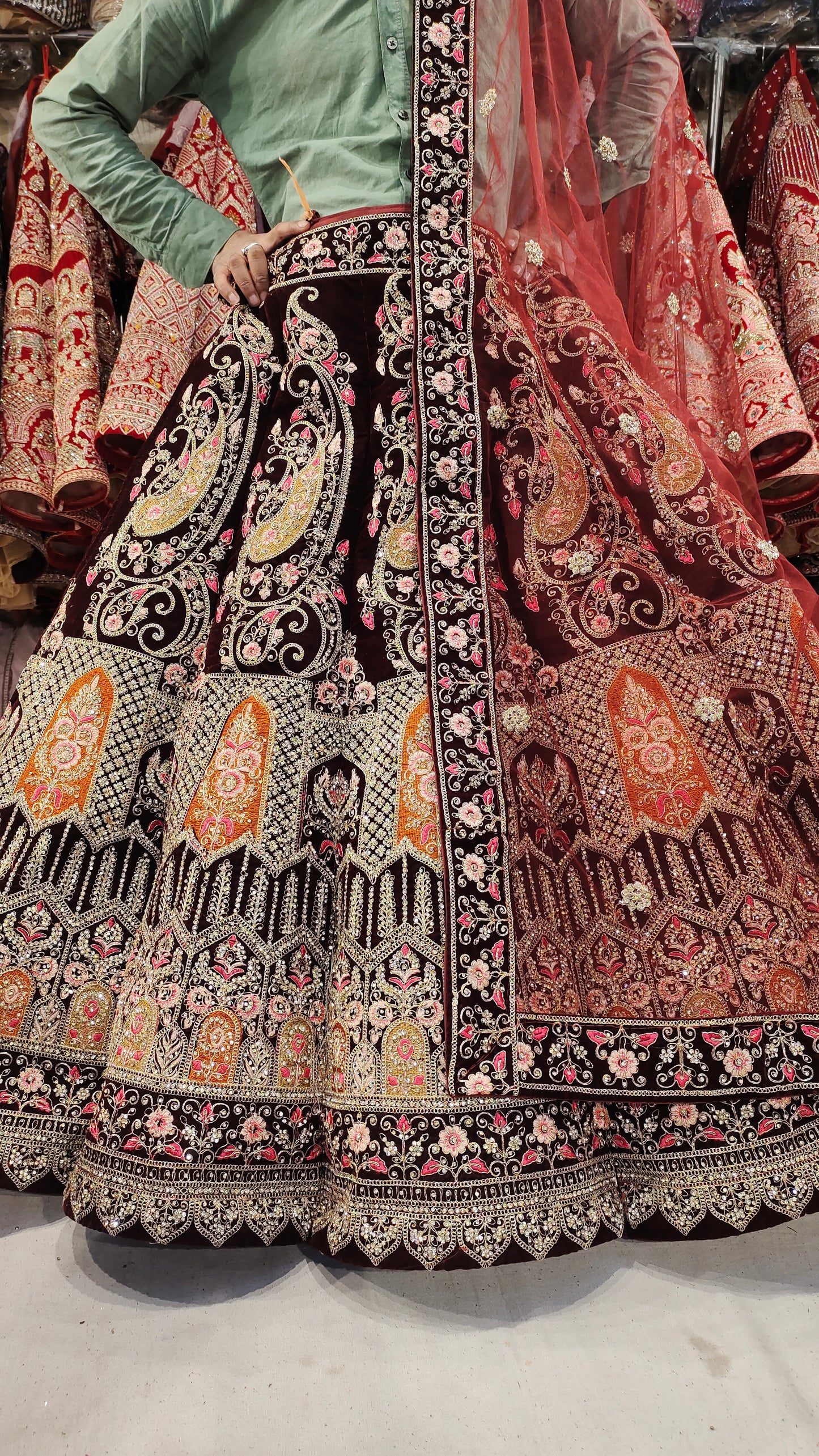 Multi Design Kali Lehenga