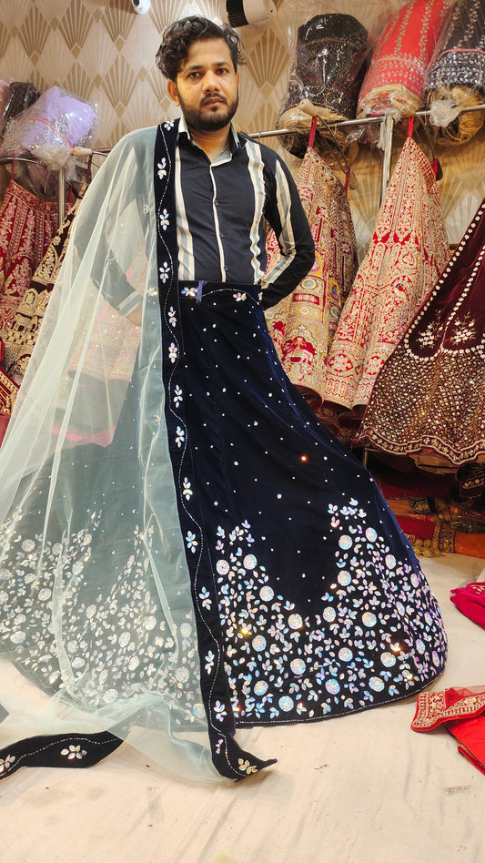 Blue Black Lehenga