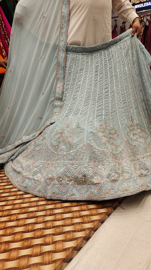 Lehenga azul elegante