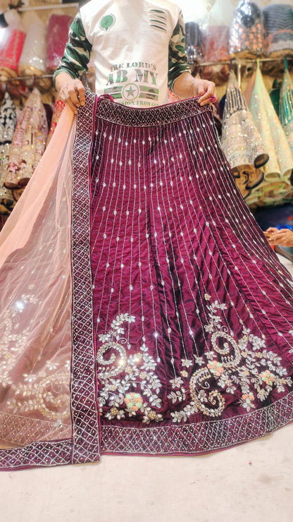 Partywear Contrast Dupatta/ Chunni Lehenga