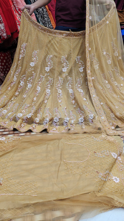 Amazing Haldi cream Lehenga