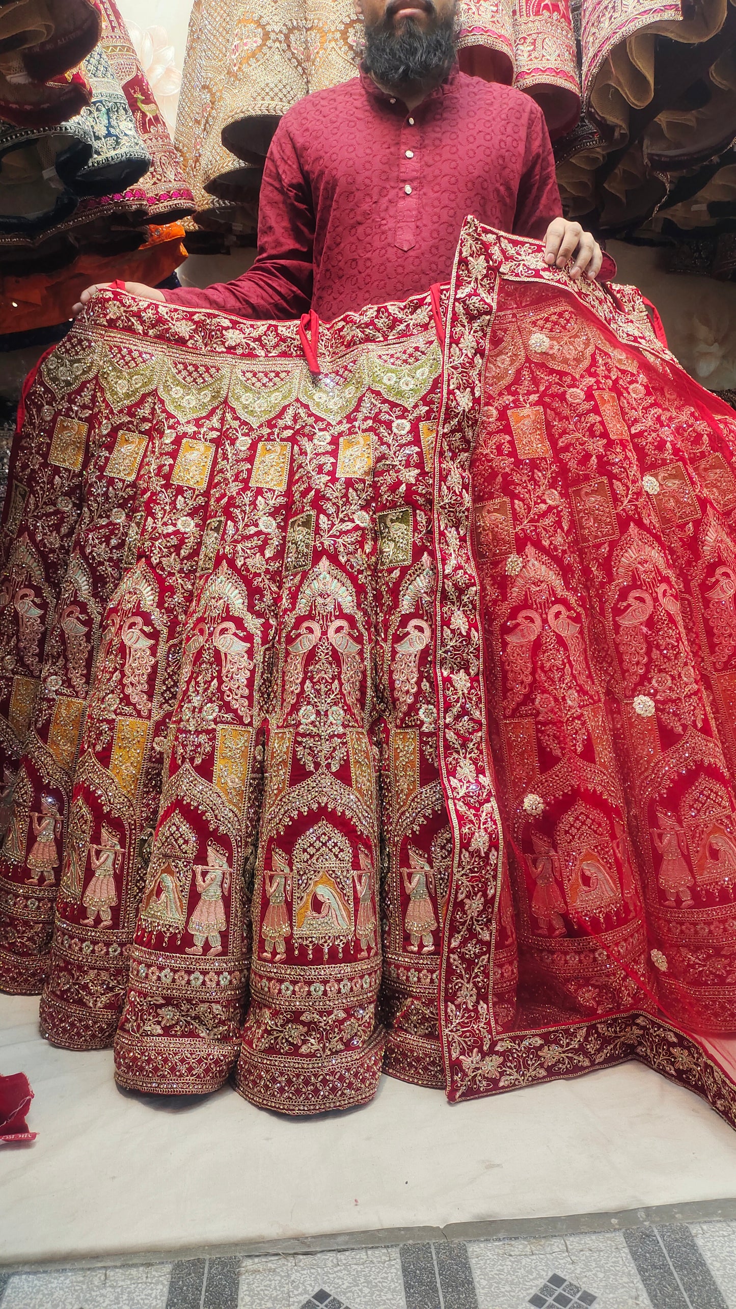 Doli Barat Red Rani Pink Lehenga