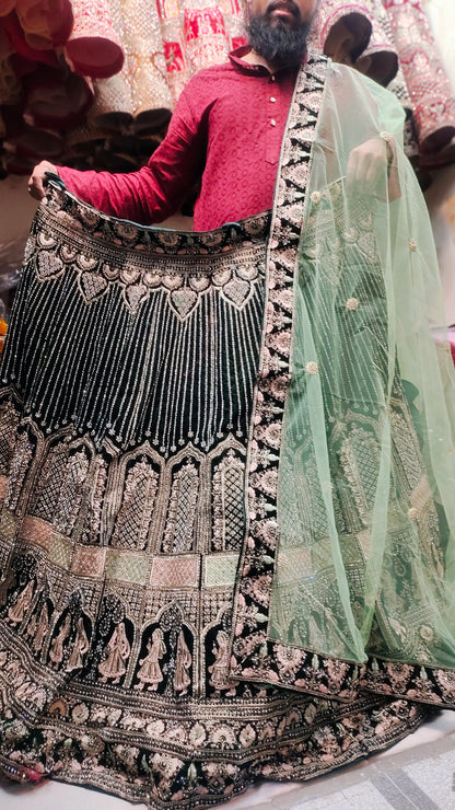 Green Khidki Lehenga