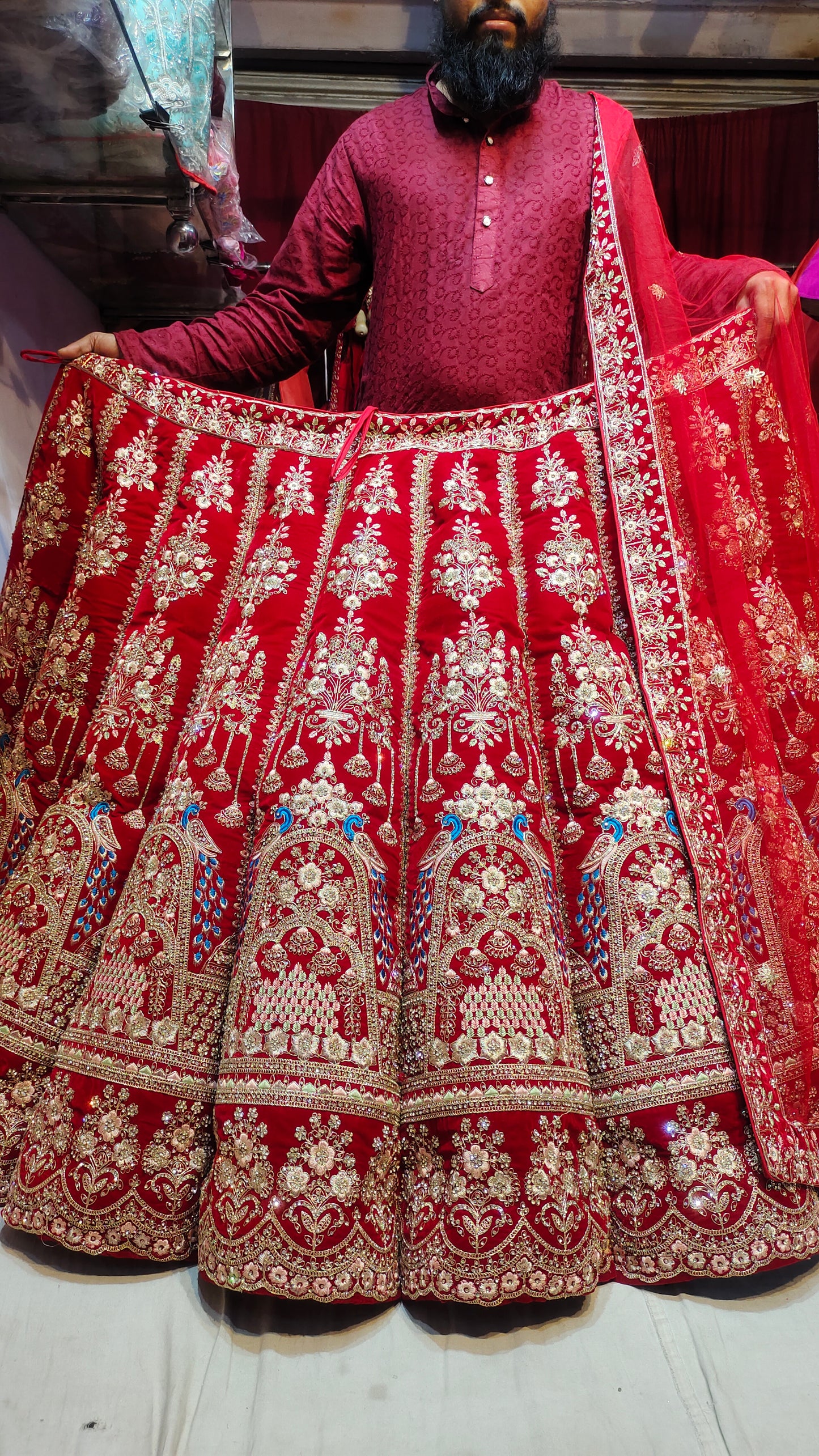 Red Peacock lehenga