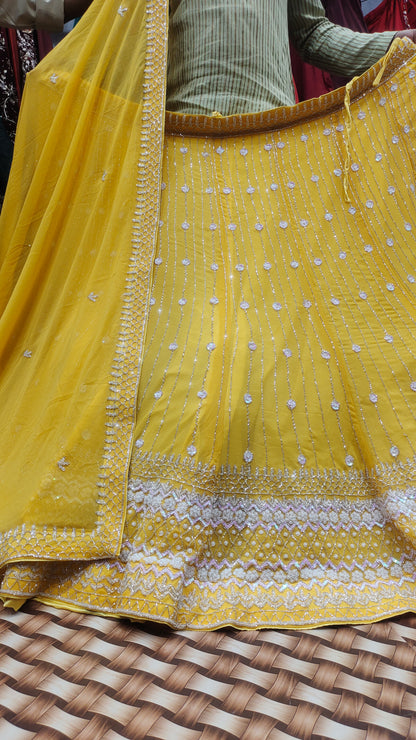 Yellow Haldi mehendi special lehenga