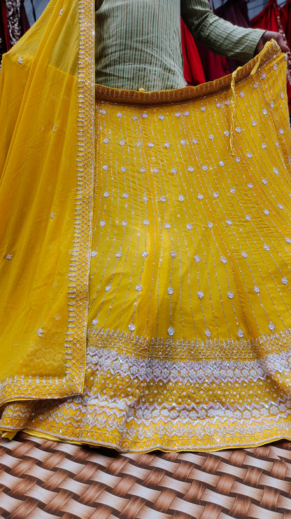 Yellow Haldi mehendi special lehenga