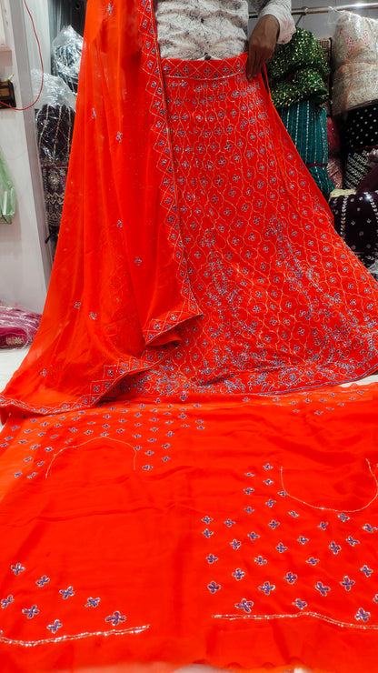 Hermosa lehenga naranja