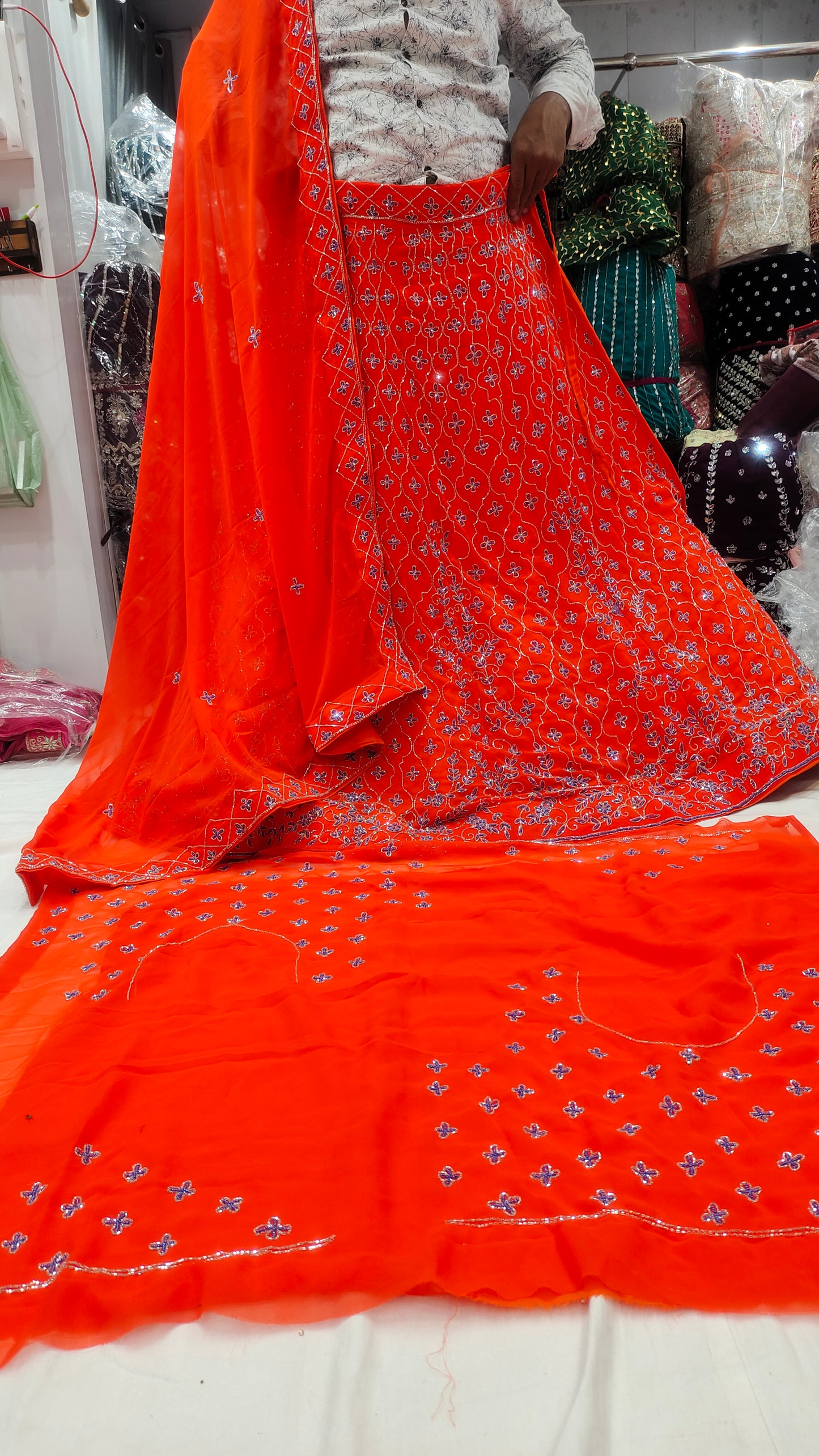 Hermosa lehenga naranja