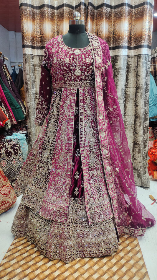 Amazing Peplum long Dress Farshi Gaharara Pakistani Bridal Dress Muslim Special