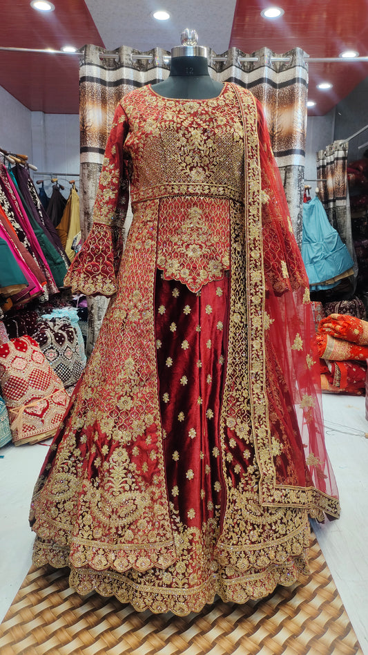 Amazing Peplum long Dress Farshi Gaharara Pakistani Bridal Dress Muslim Special