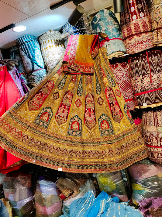 Lehenga mostaza Marwari pesada