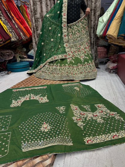 Green Handwork Lehenga