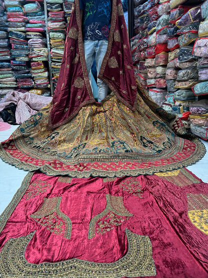 Handwork DOuble dupatta Bridal Lehenga