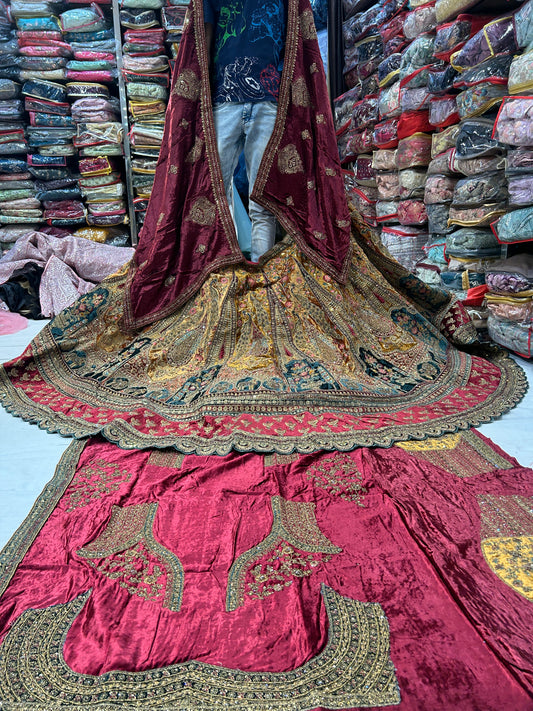 Handwork DOuble dupatta Bridal Lehenga