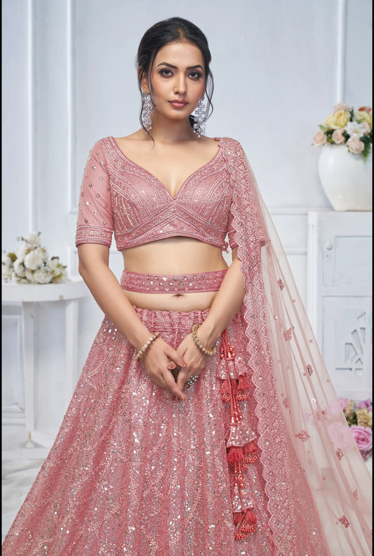 Lehenga rosa del diseñador Khoobsurat