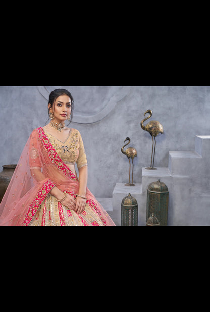 Pink White Figure print Designer lehenga