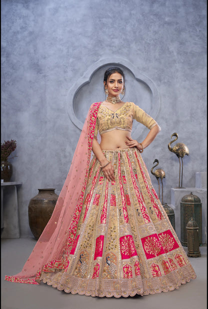 Pink White Figure print Designer lehenga