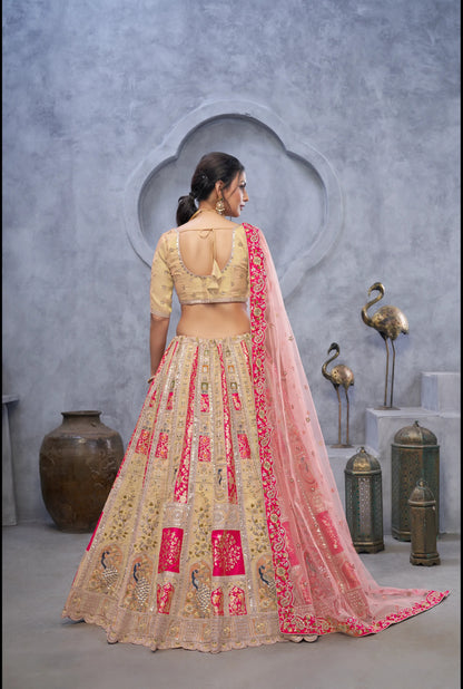 Pink White Figure print Designer lehenga