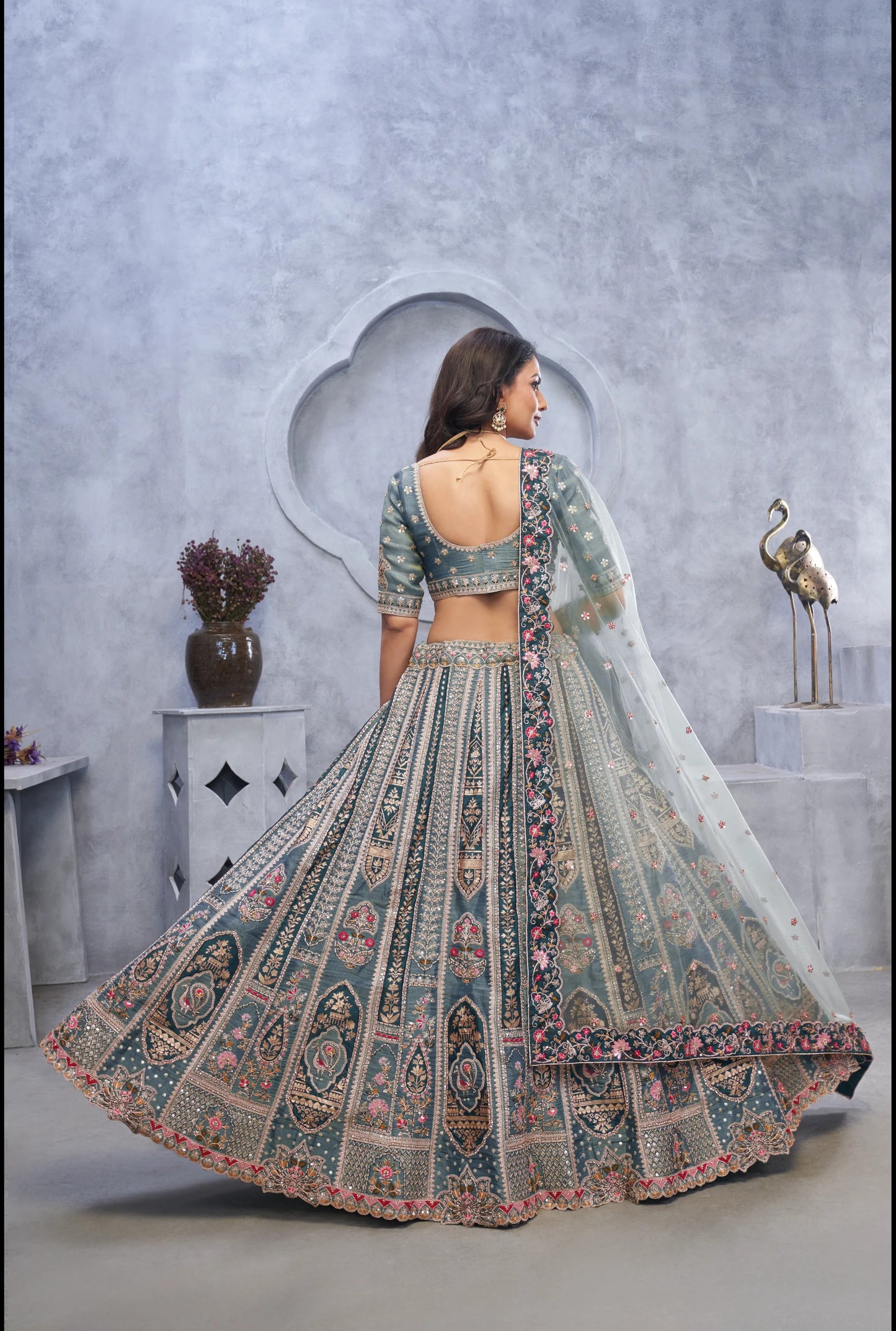 Blue grey Designer lehenga