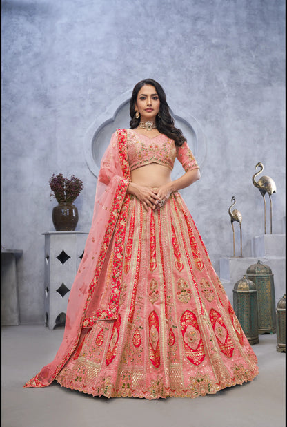 Baby Pink Peach Designer lehenga