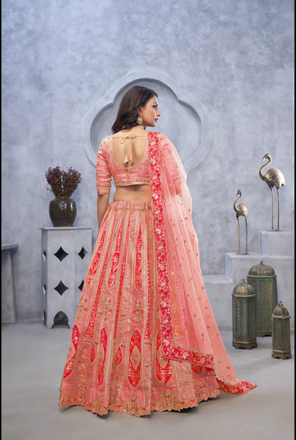 Baby Pink Peach Designer lehenga