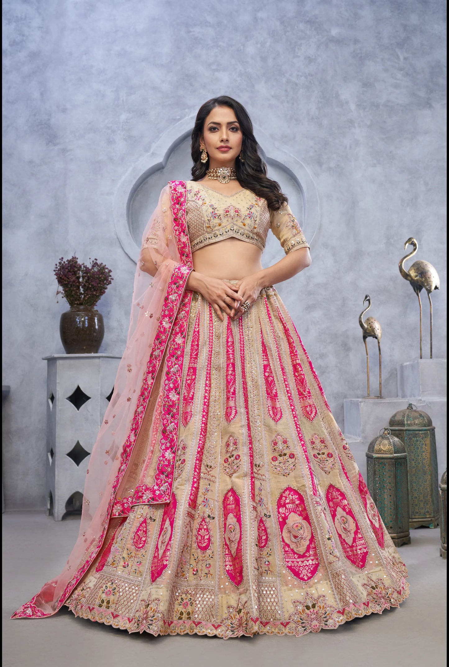 White pink Designer lehenga