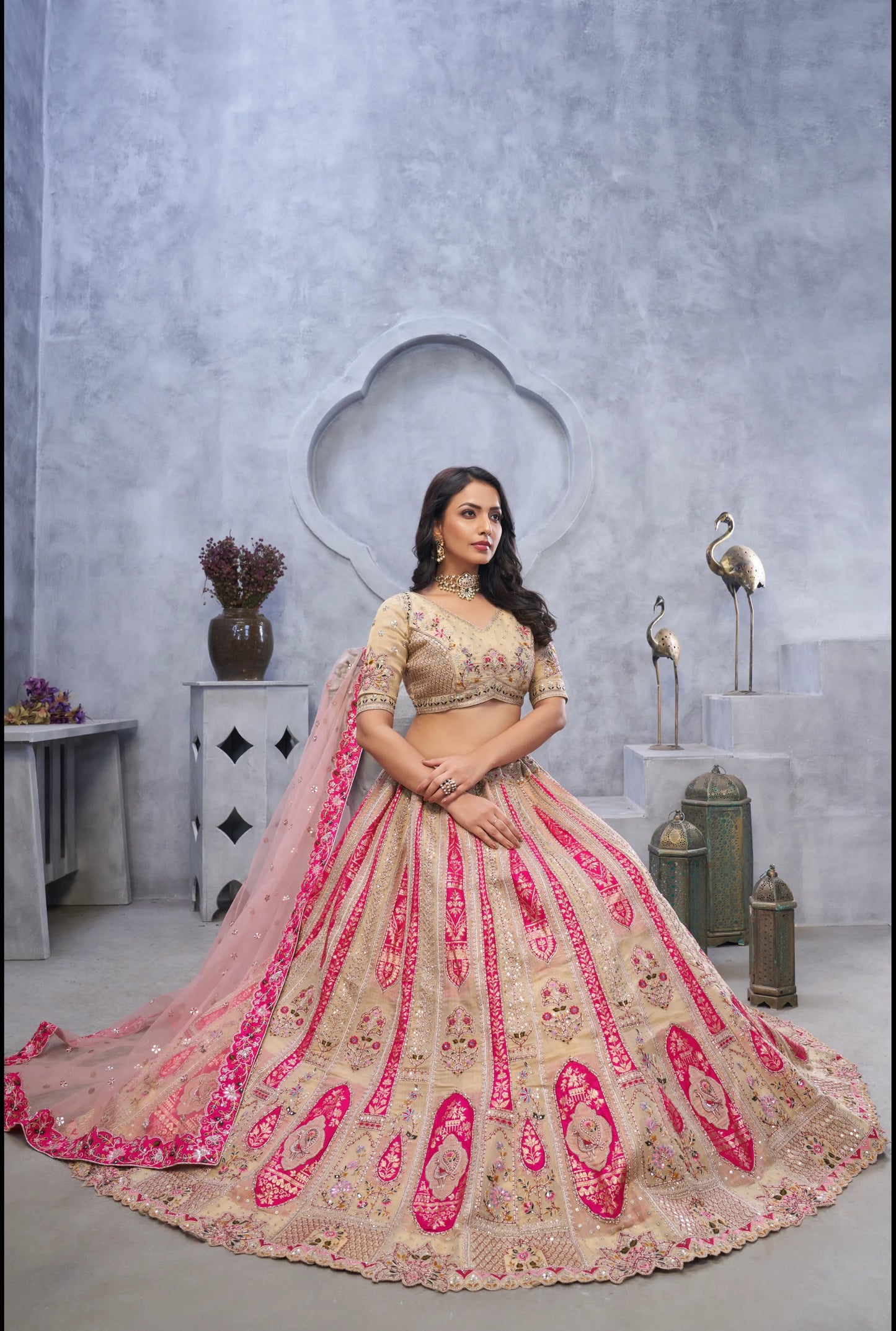 White pink Designer lehenga