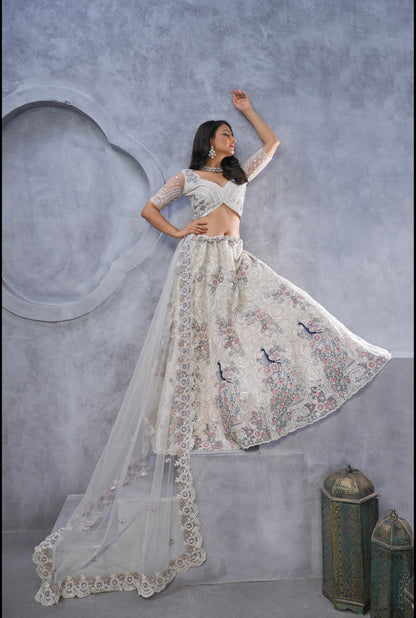 White Cream Designer lehenga