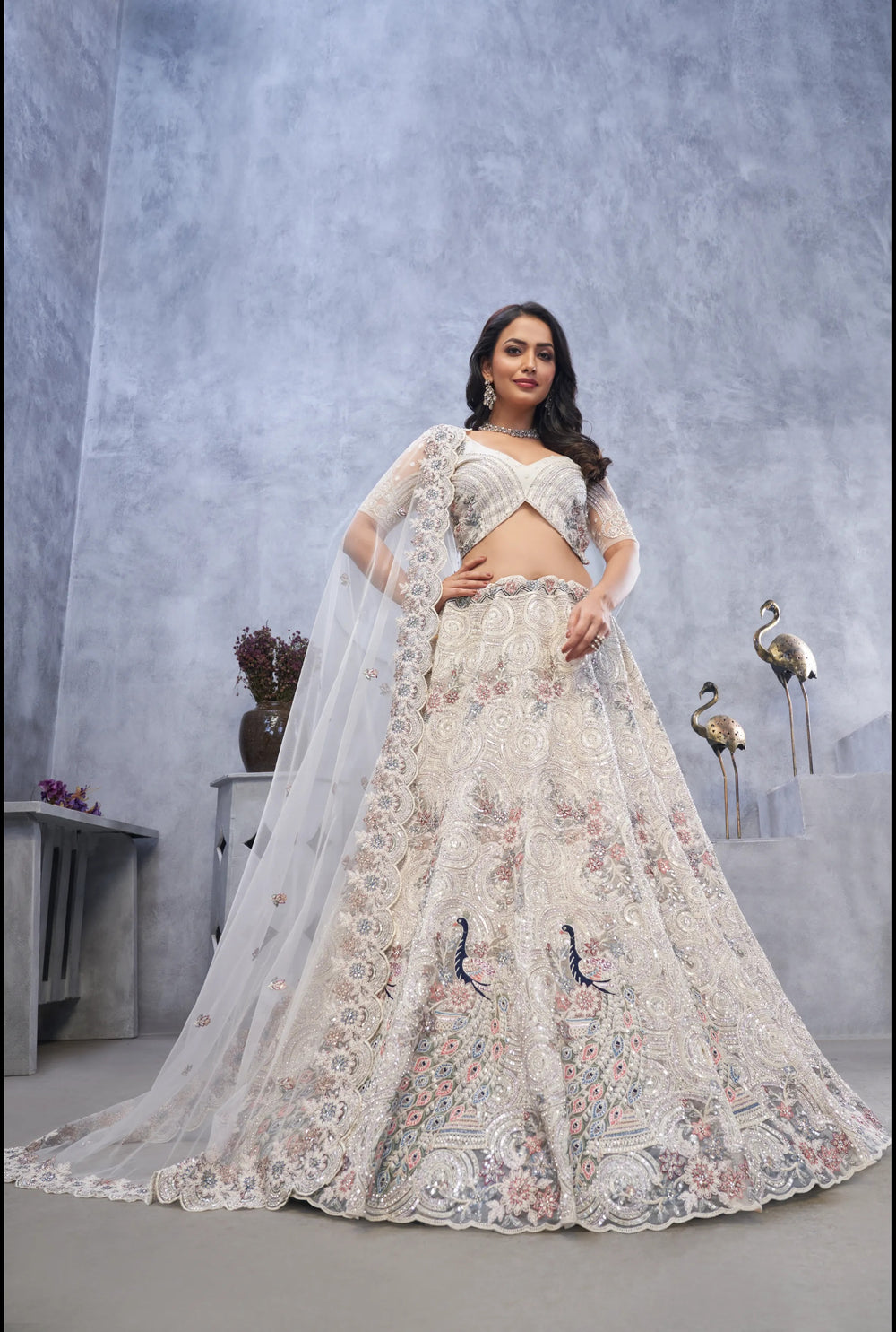 White Cream Designer lehenga