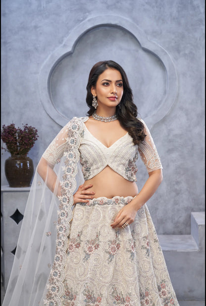 White Cream Designer lehenga