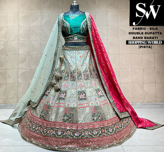 Khoobsurat pista verde Lehenga