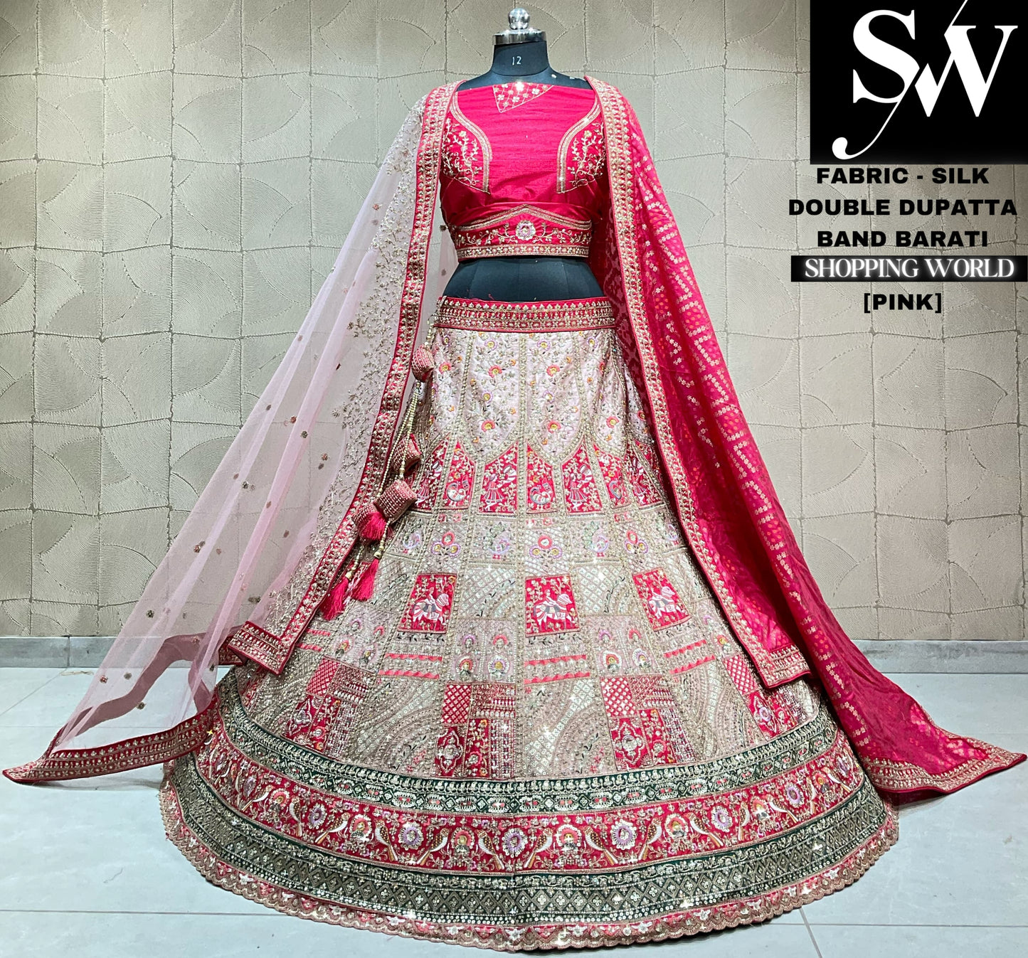 Guau, lehenga rosa