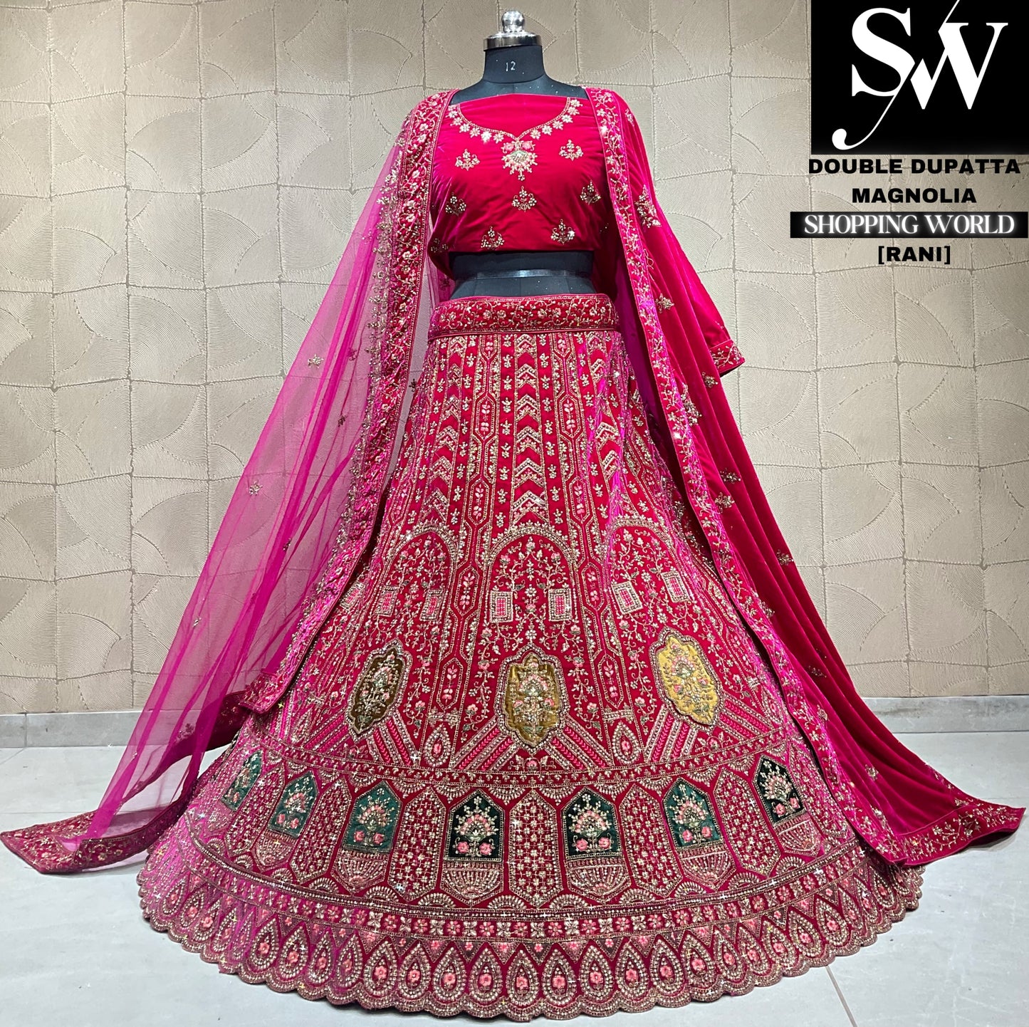 Elegante lehenga rosa rani