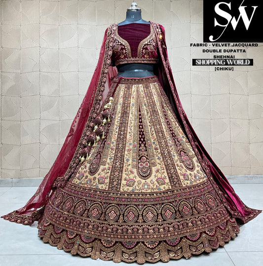 Tremendous chiku maroon Lehenga