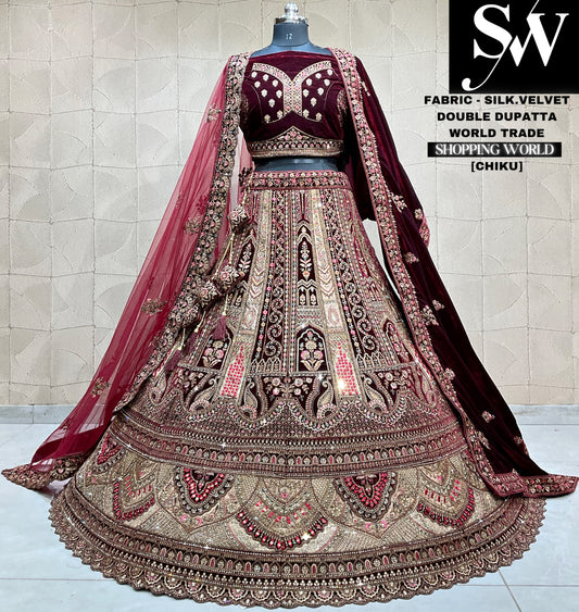 Stunning chiku maroon Lehenga