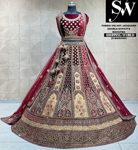 Glamorous dark maroon Lehenga