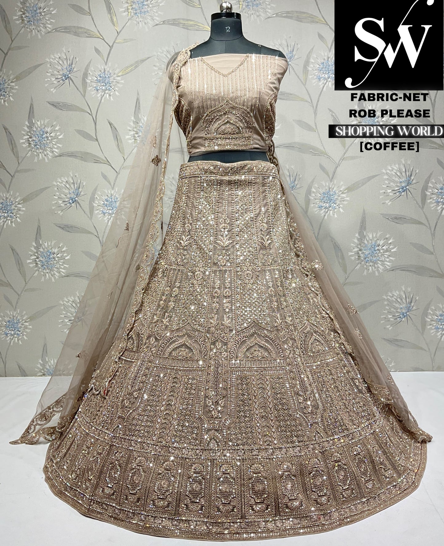 Lehenga de café majestuoso