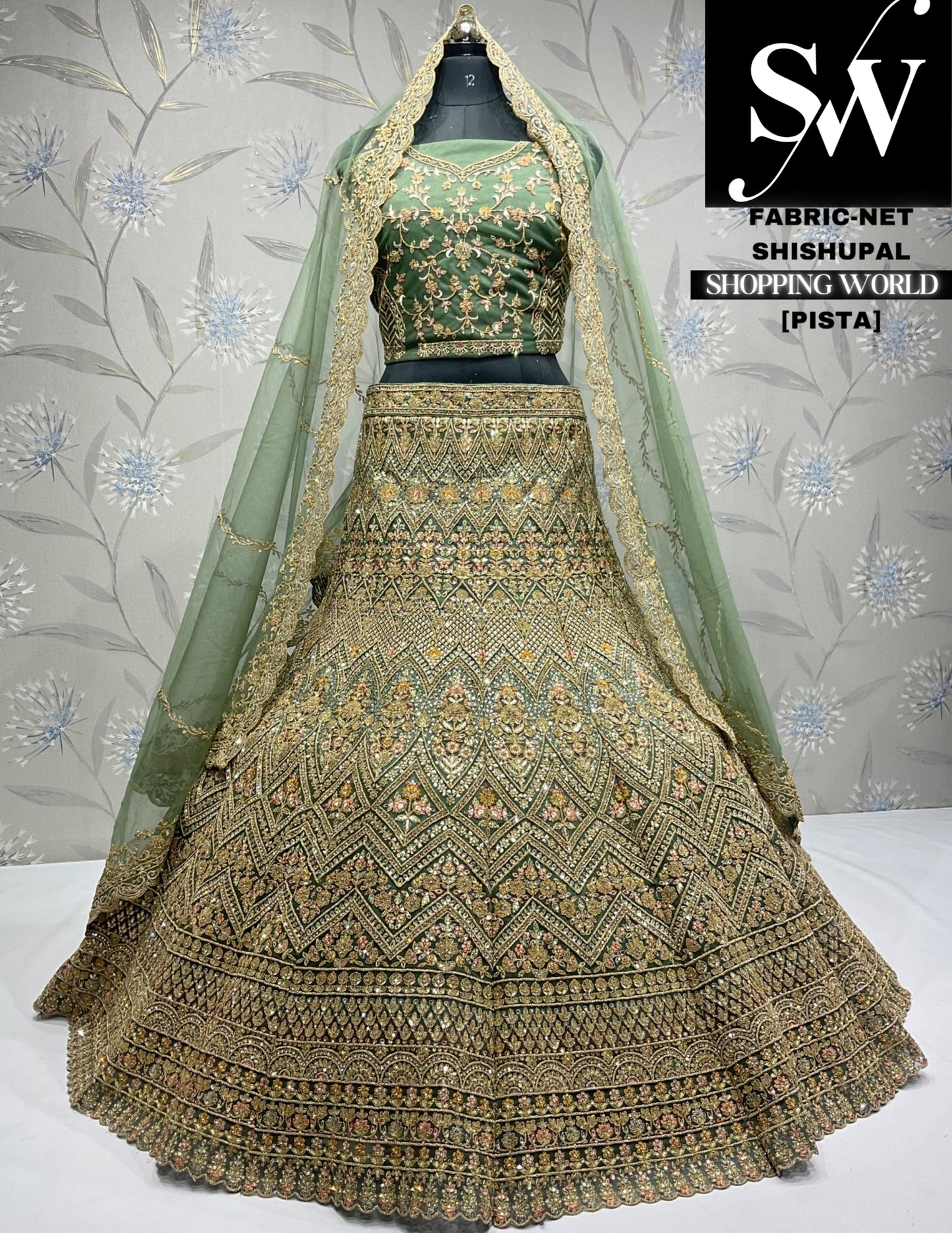 Preciosa lehenga verde pistacho