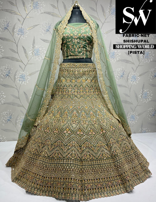 Preciosa lehenga verde pistacho