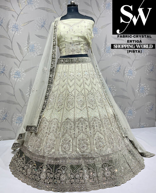 Astonishing light pista green Lehenga