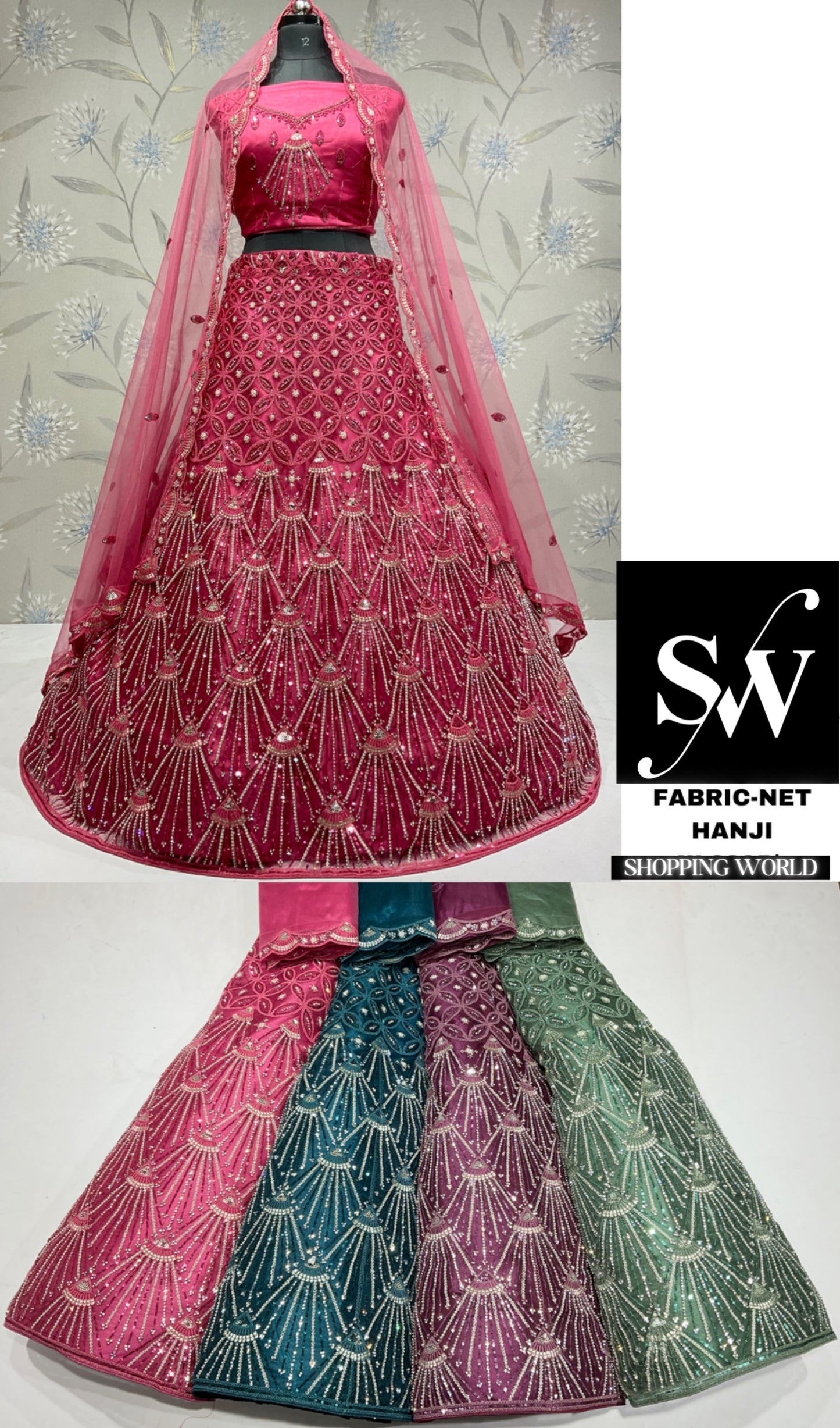 Linda lehenga de color rosa verdoso