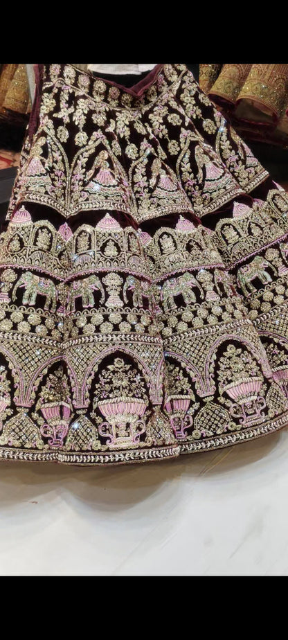 Maroon Handwork Lehenga