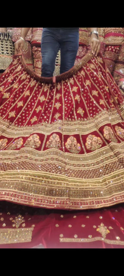 Amazing Red maroon bridal Lehenga