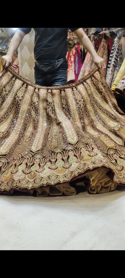 Multi Kali contrast meroon Lehenga