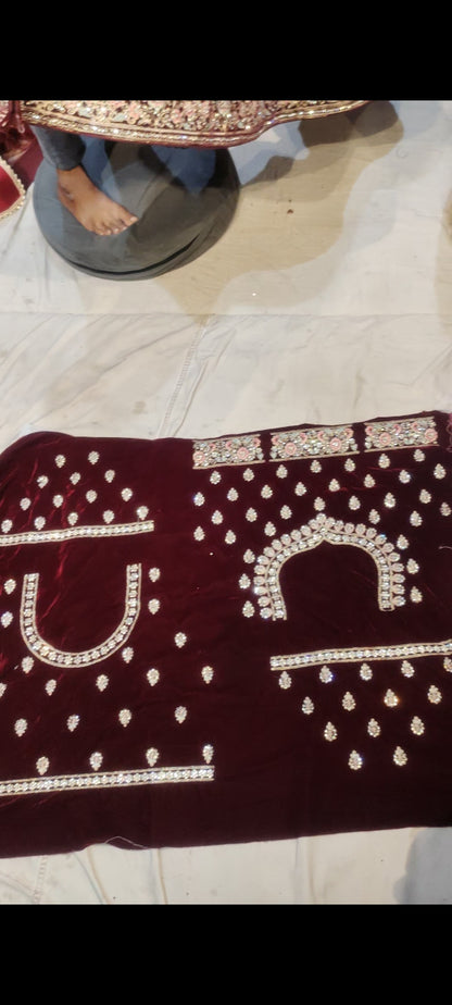 Doli Barat jhumka maroon Lehenga