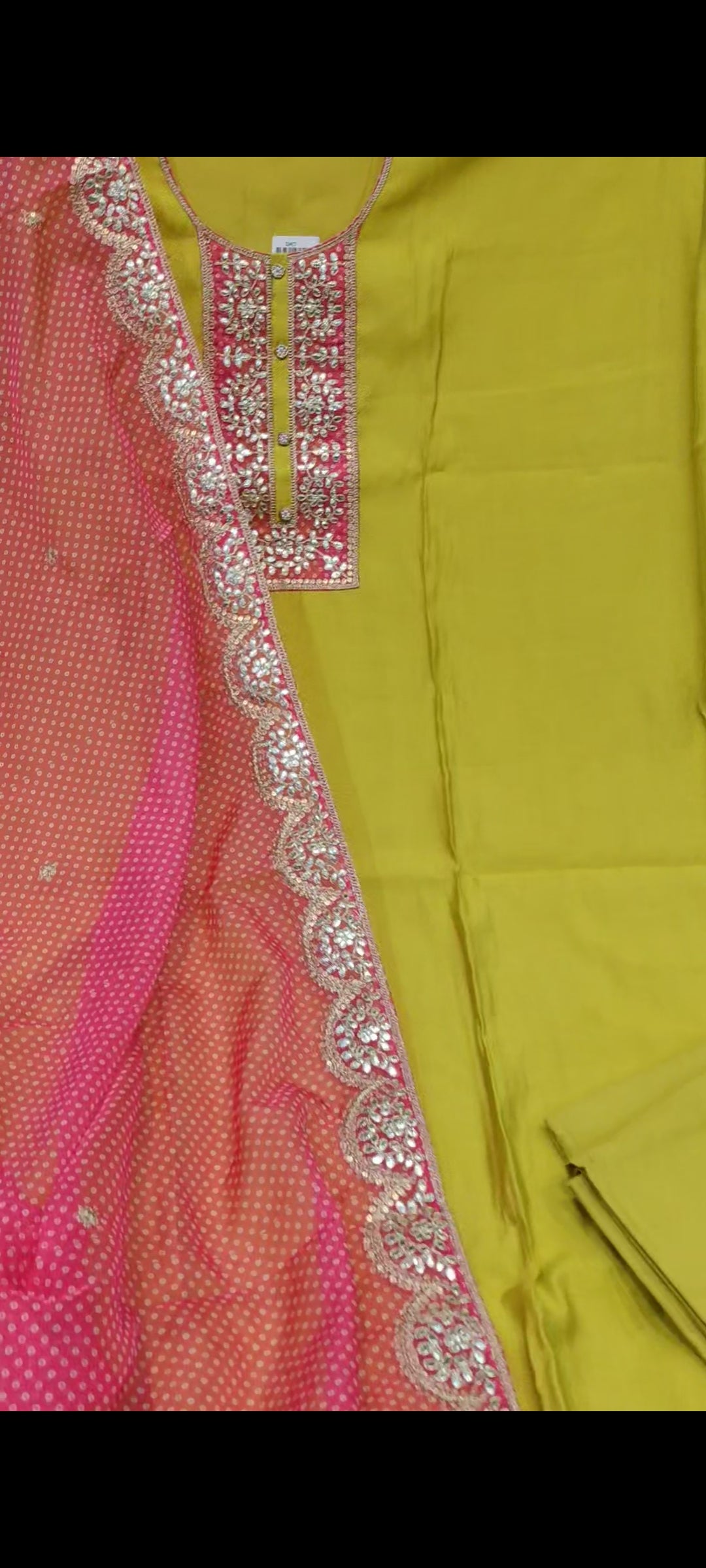 Pink,green Designer Unstitched Suit