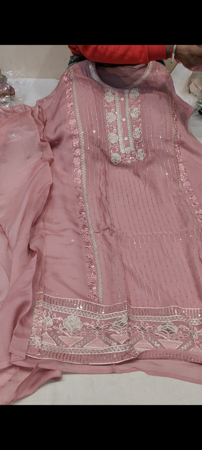 Pink Designer Unstitched Suit