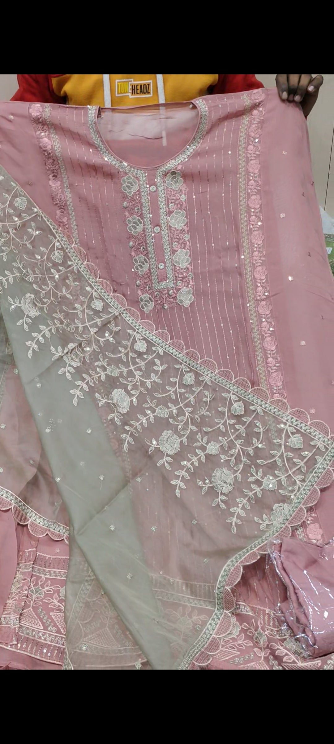 Pink Designer Unstitched Suit