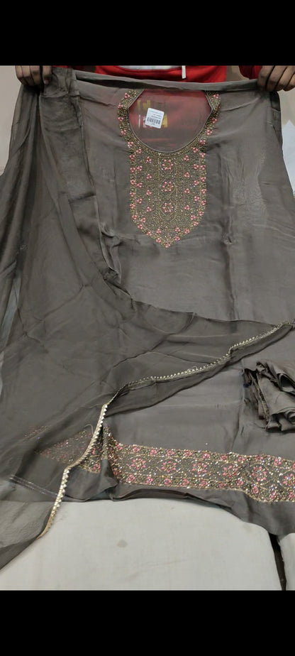 Black, gray Designer Unstitched Suit